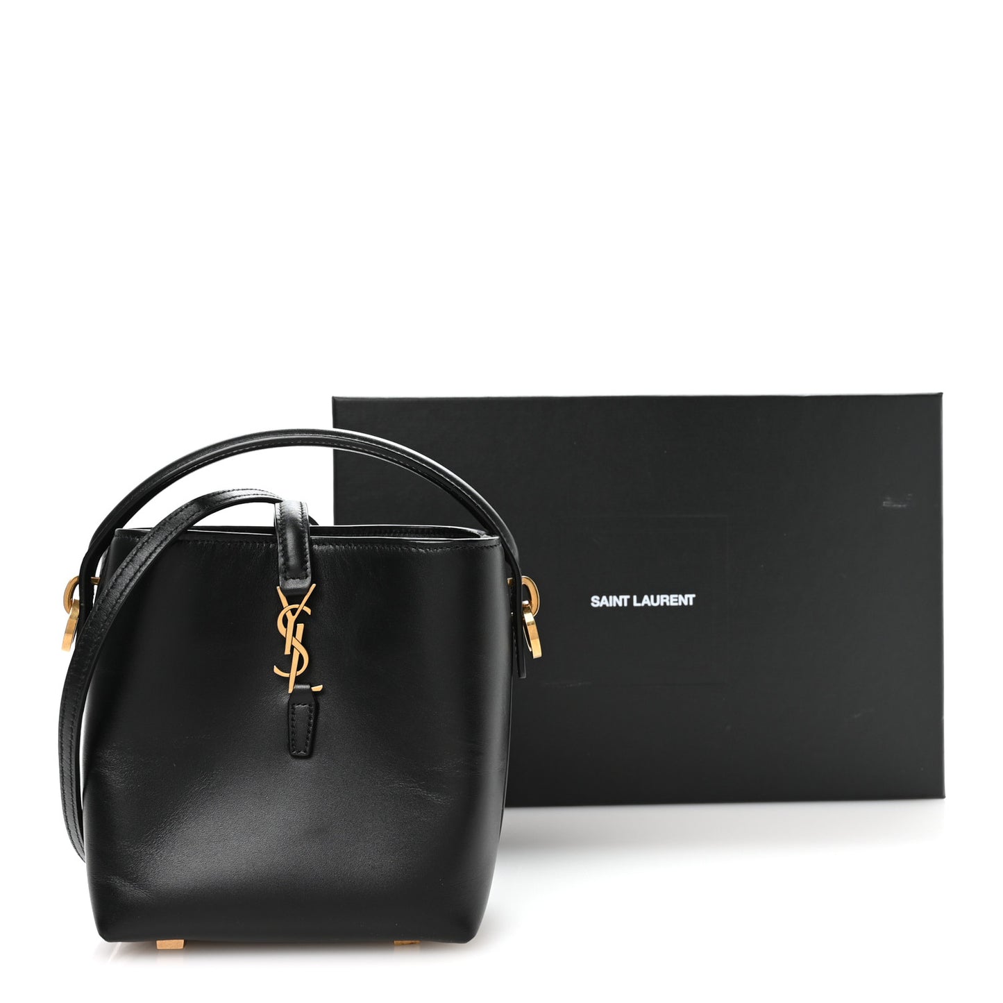 Shiny Calfskin Le 37 Mini Bucket Bag Black