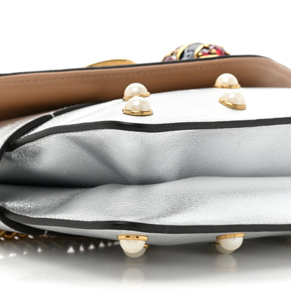 Gucci Metallic Nappa Pearl Studded Mini Queen Margaret Broadway Shoulder Bag Silver 9 of 12