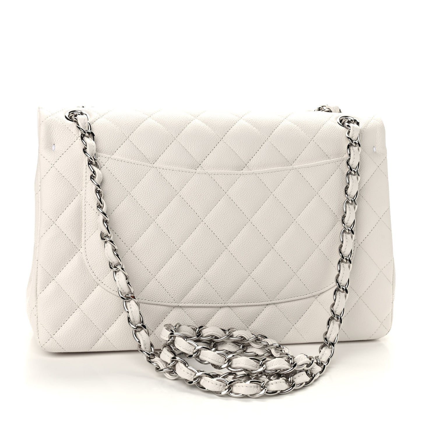 Caviar Quilted Jumbo Double Flap White