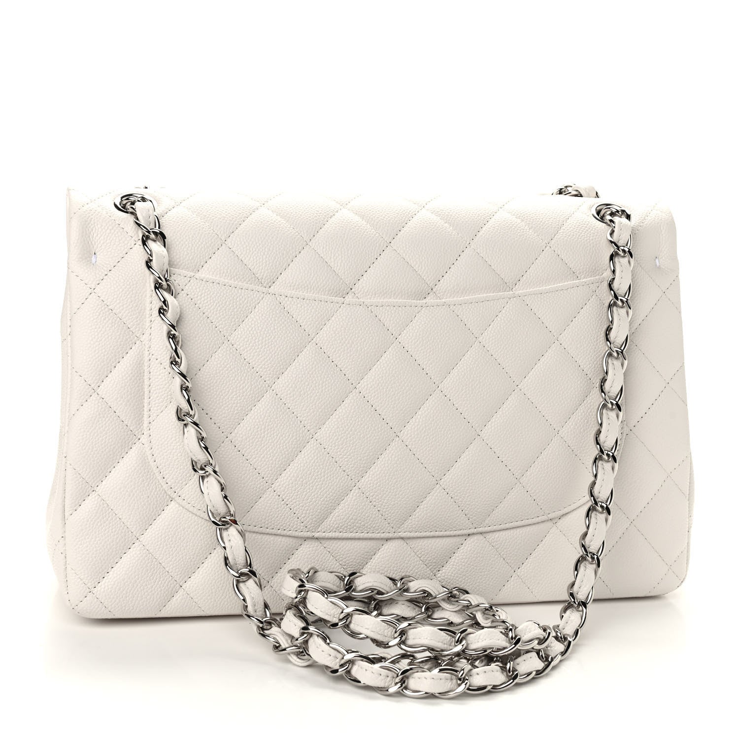 Chanel Caviar Quilted Jumbo Double Flap White 3 of 9