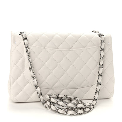 Chanel Caviar Quilted Jumbo Double Flap White 3 of 9