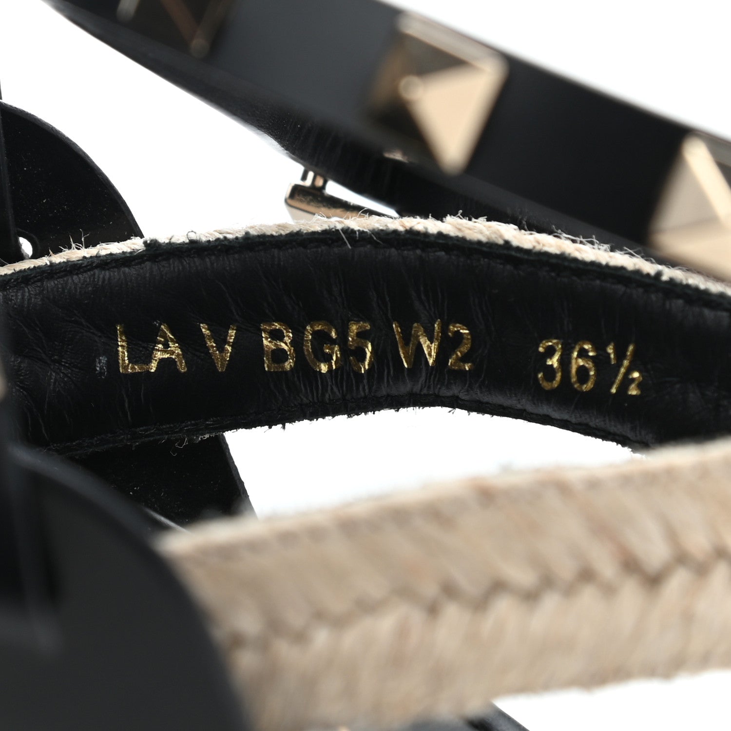 Valentino Garavani Calfskin Rockstud Ankle Strap Espadrille 10/60mm Sandals 36.5 Black 7 of 7