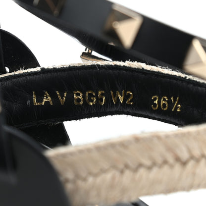 Valentino Garavani Calfskin Rockstud Ankle Strap Espadrille 10/60mm Sandals 36.5 Black 7 of 7