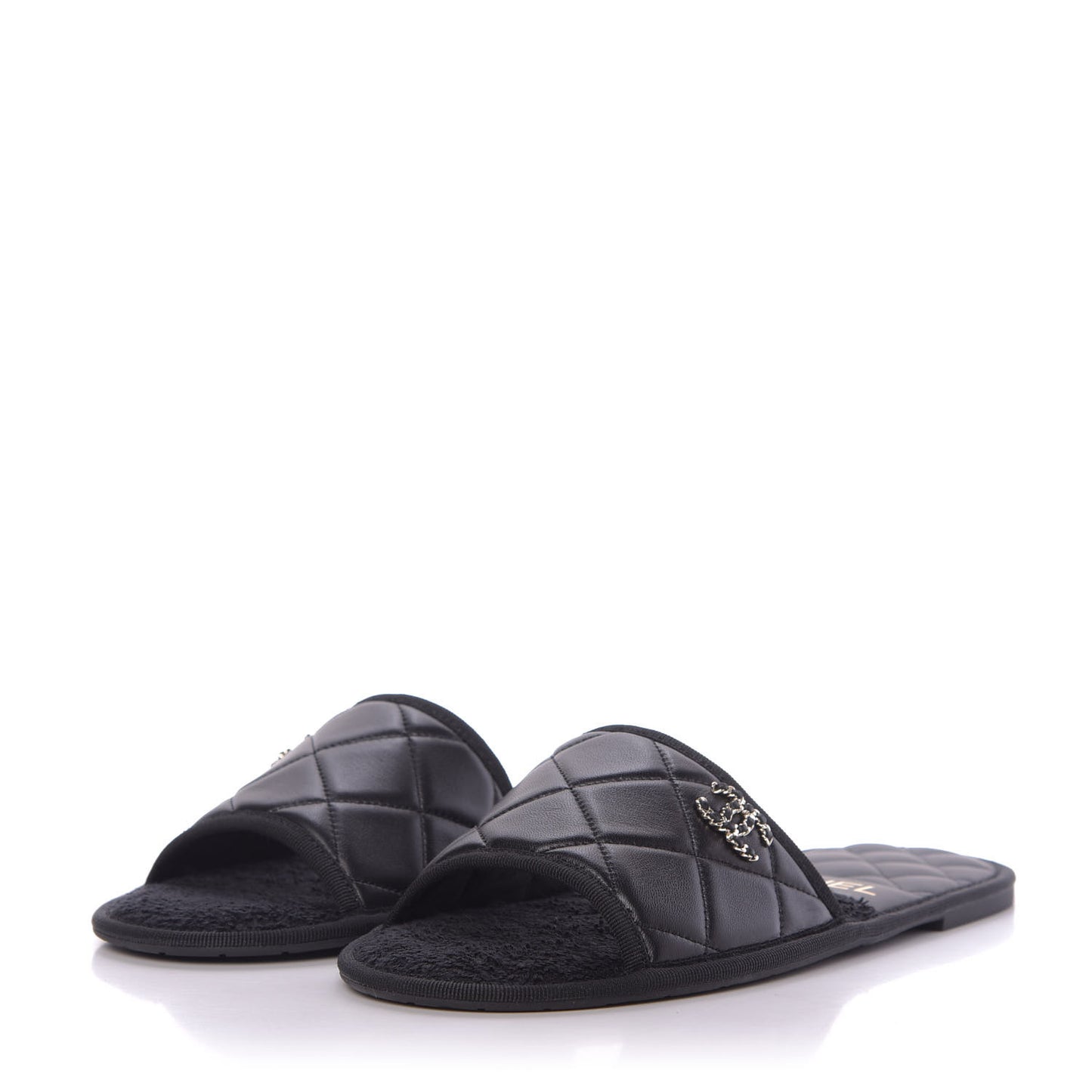 Lambskin CC Flat Mules S Black
