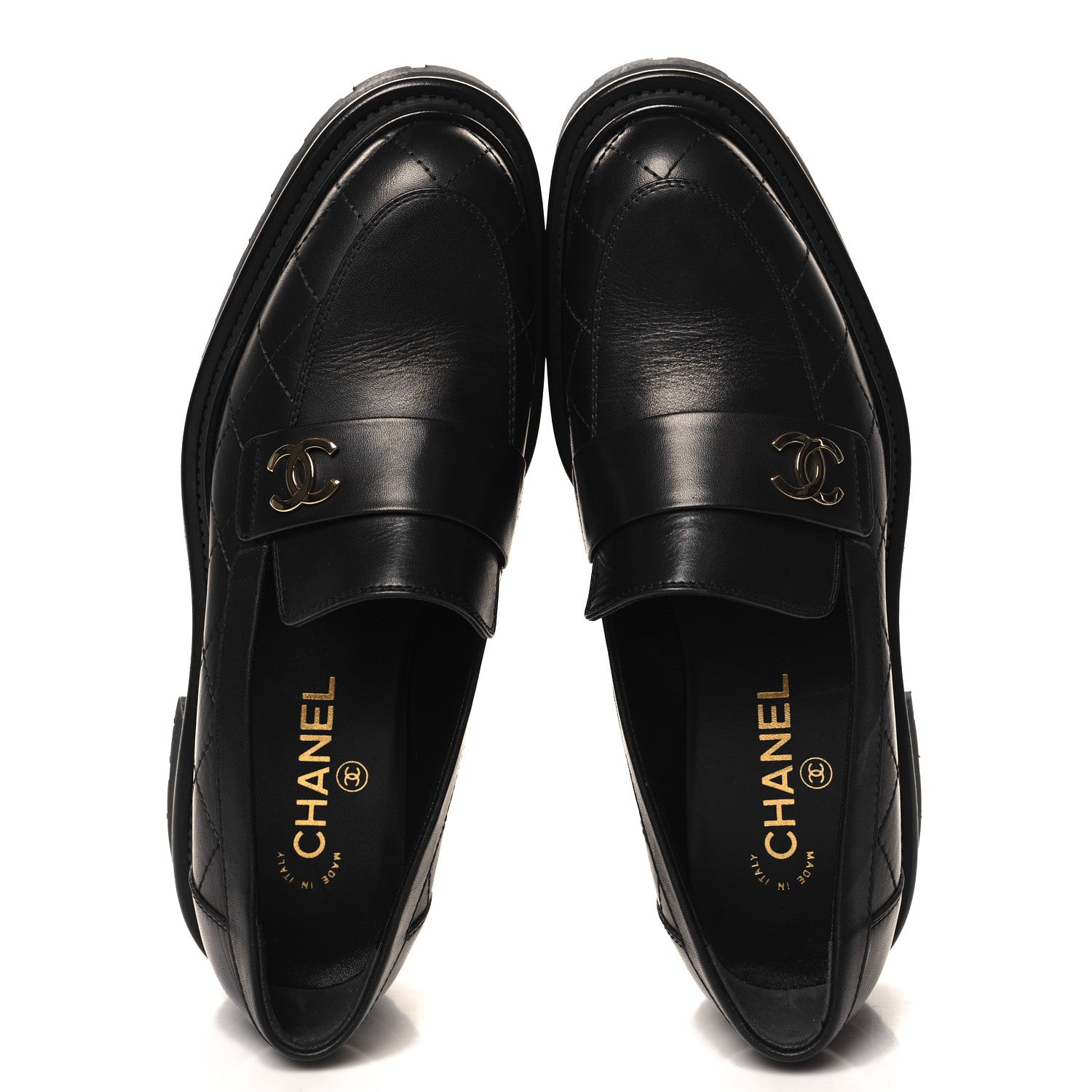 Chanel Calfskin Quilted CC Mocassin Loafers 39.5 Black 2 of 10