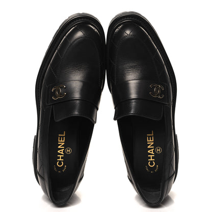 Chanel Calfskin Quilted CC Mocassin Loafers 39.5 Black 2 of 10