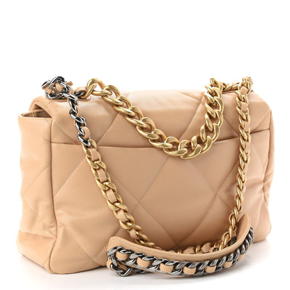 Chanel Lambskin Quilted Large Chanel 19 Flap Beige 3 of 9