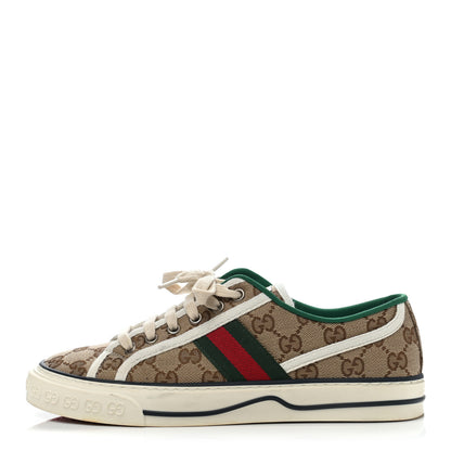 Gucci GG Monogram Web Womens 1977 Tennis Sneakers 38.5 Beige Ebony Mystic White 1 of 8