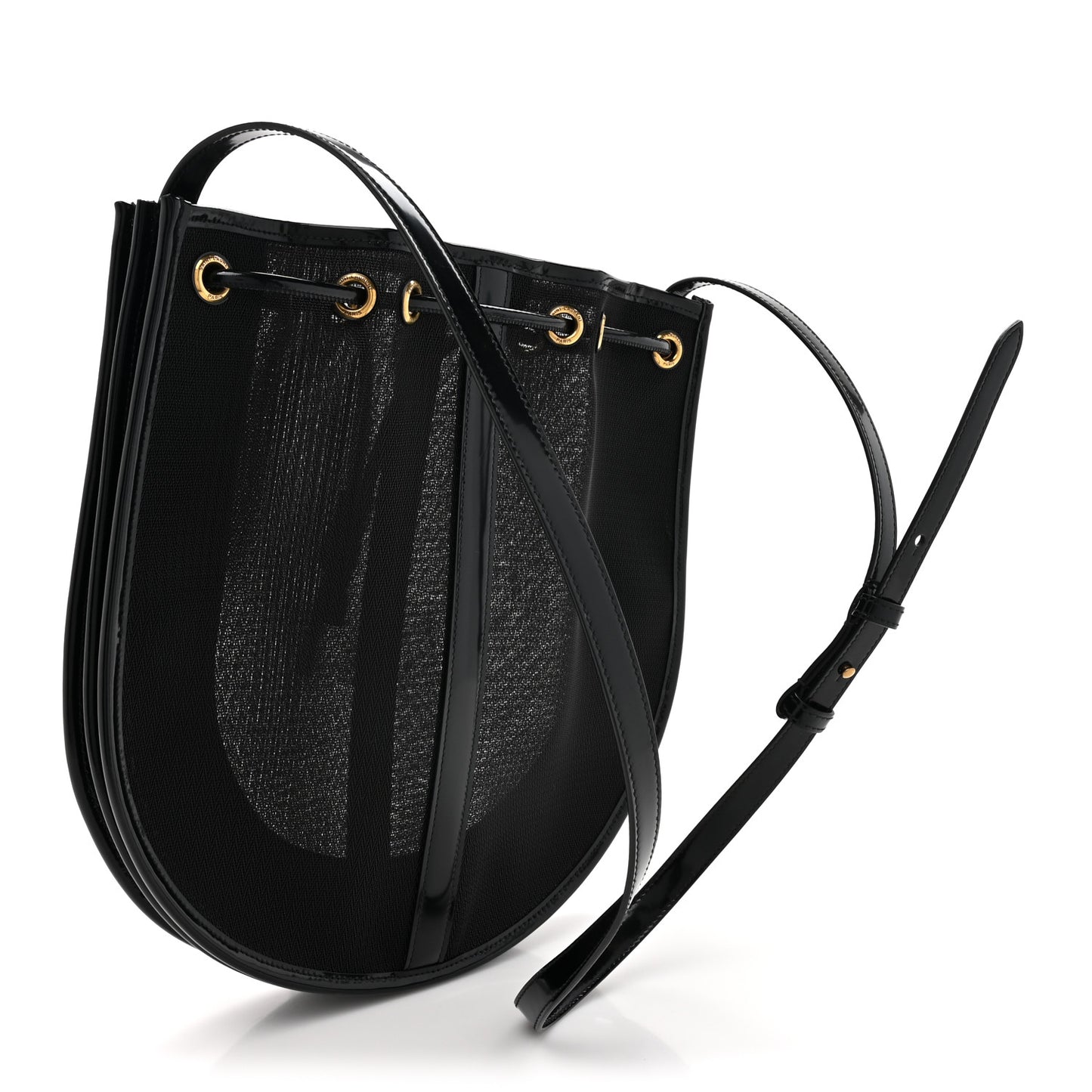 Mesh Patent Daryl Shoulder Bag Black