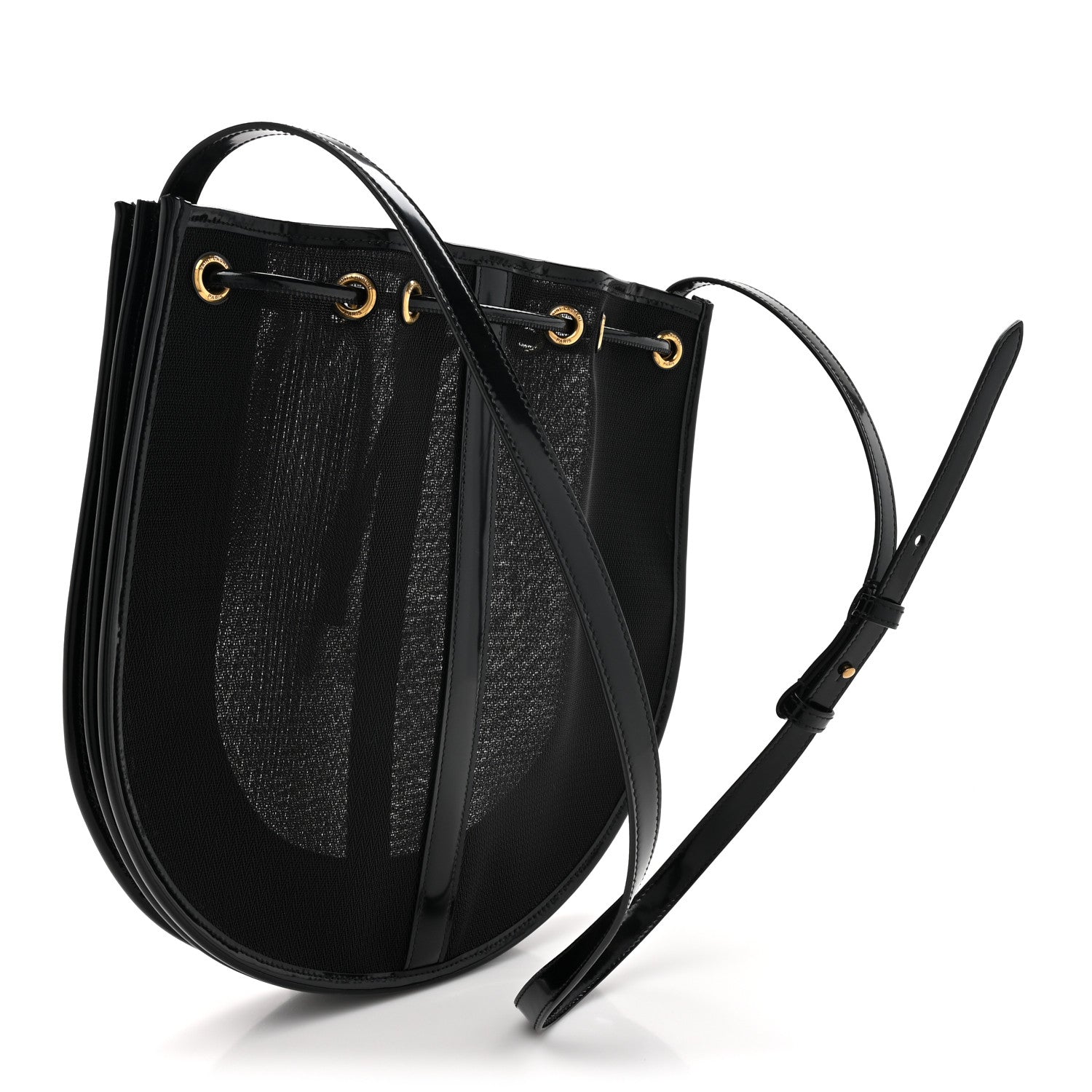 Saint Laurent Mesh Patent Daryl Shoulder Bag Black 3 of 10