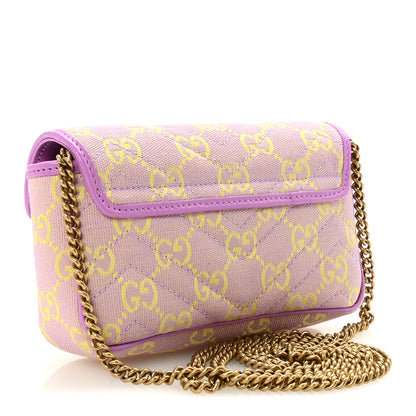 Gucci Monogram Super Mini GG Marmont Shoulder Bag Lilac Yellow 3 of 11