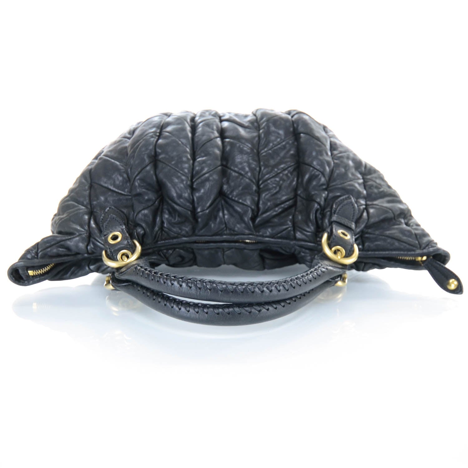 Miu Miu Nappa Leather Large Patchwork Tote Black 4 of 12