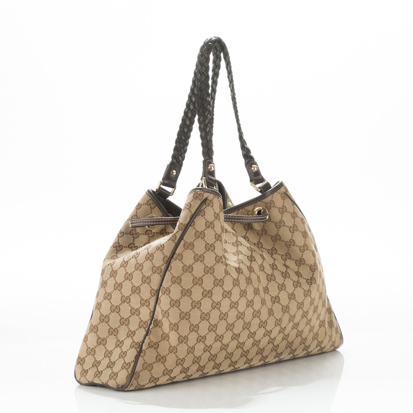 Monogram Peggy Braided Tote Dark Brown