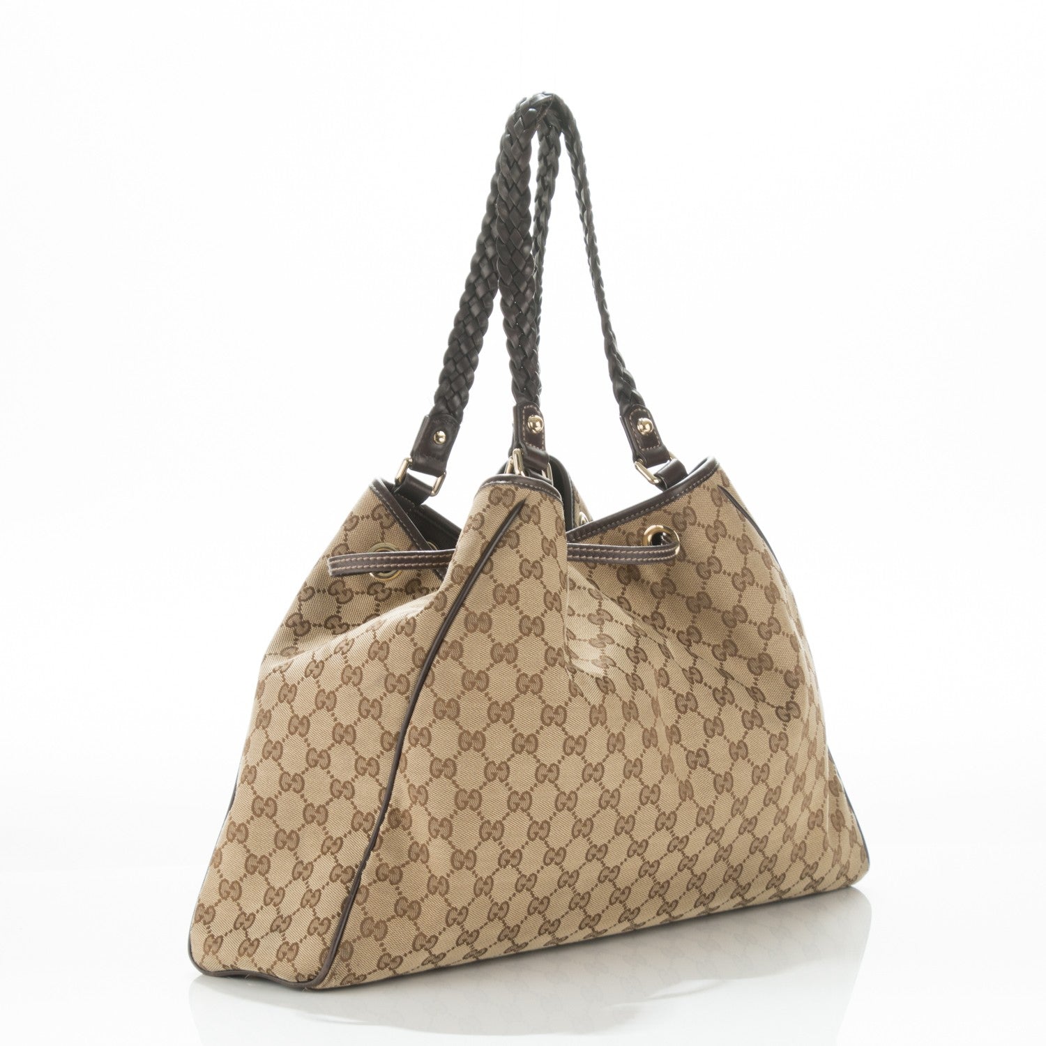Gucci Monogram Peggy Braided Tote Dark Brown 3 of 7