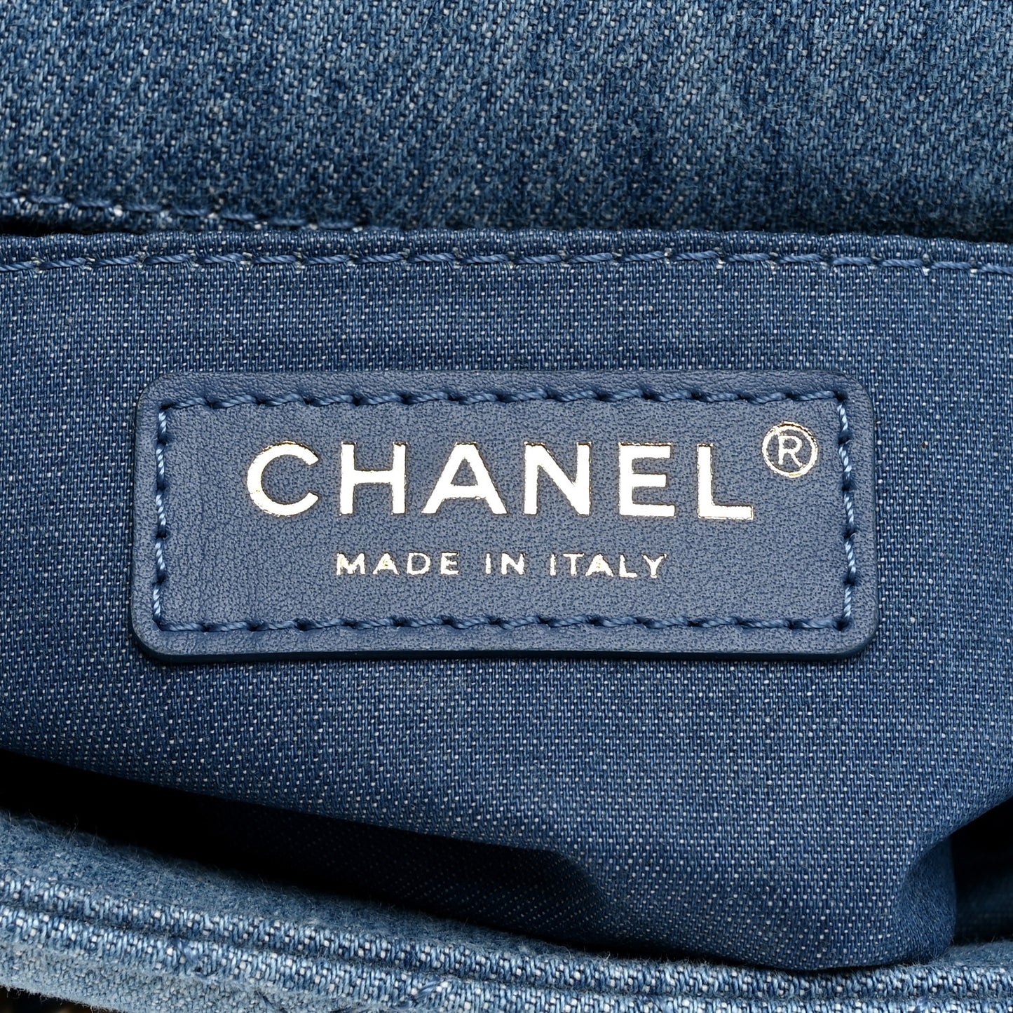 Denim Quilted Mini Pearl Crush Flap Blue