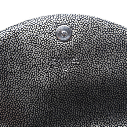 Chanel Metallic Caviar Half Moon Wallet On Chain WOC Dark Silver 5 of 13