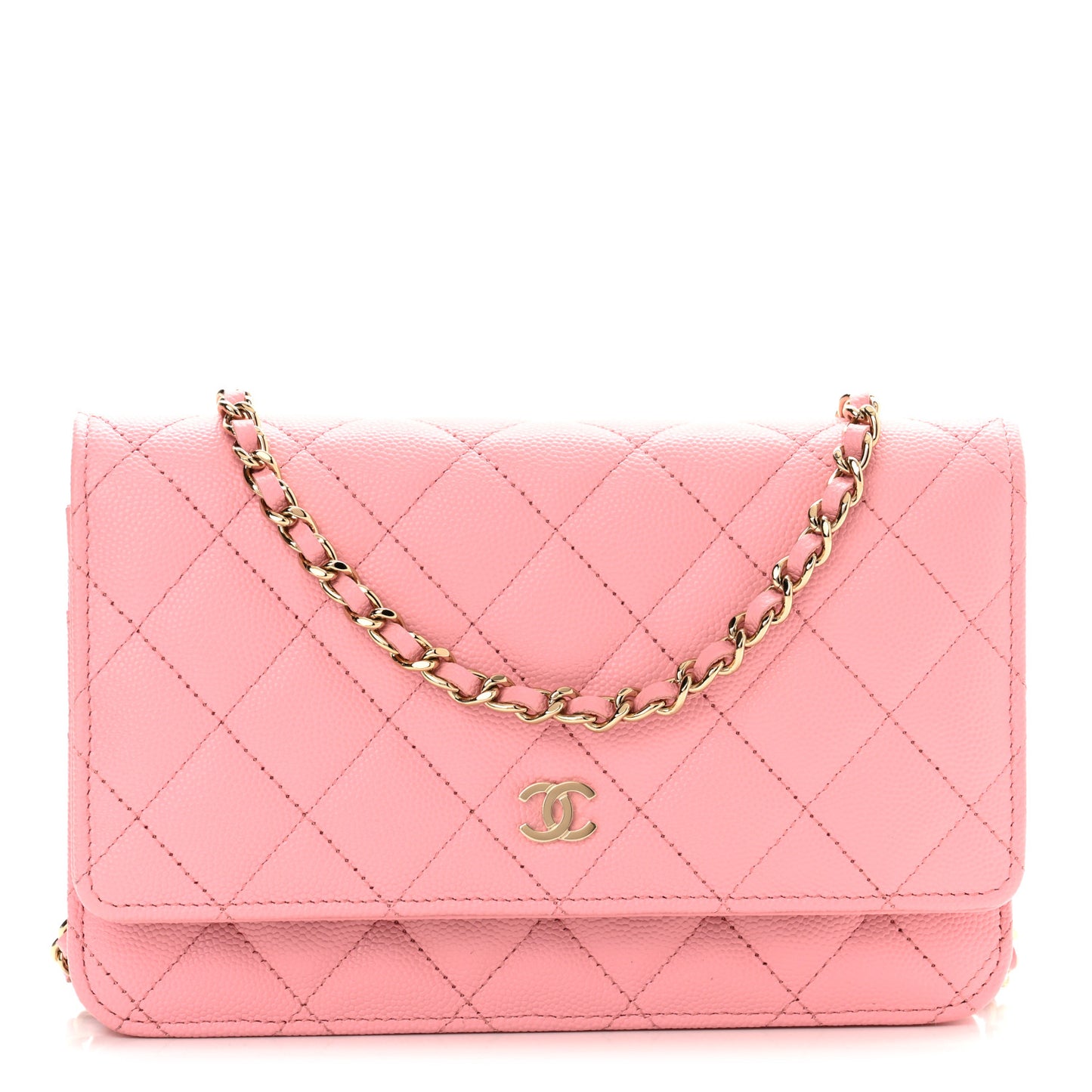 Caviar Quilted Wallet On Chain WOC Pink