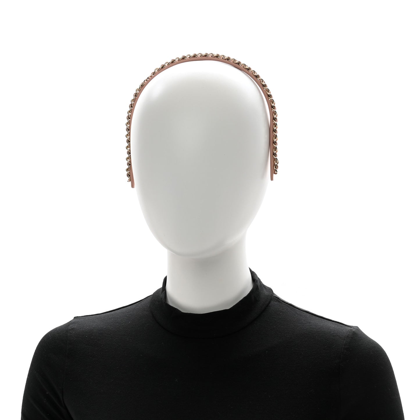 Metal Lambskin CC Turnlock Chain Headband Gold Pink