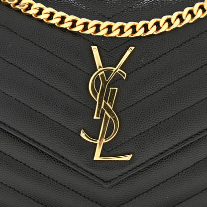 Saint Laurent Grain De Poudre Matelasse Chevron Monogram Chain Wallet Black 11 of 11