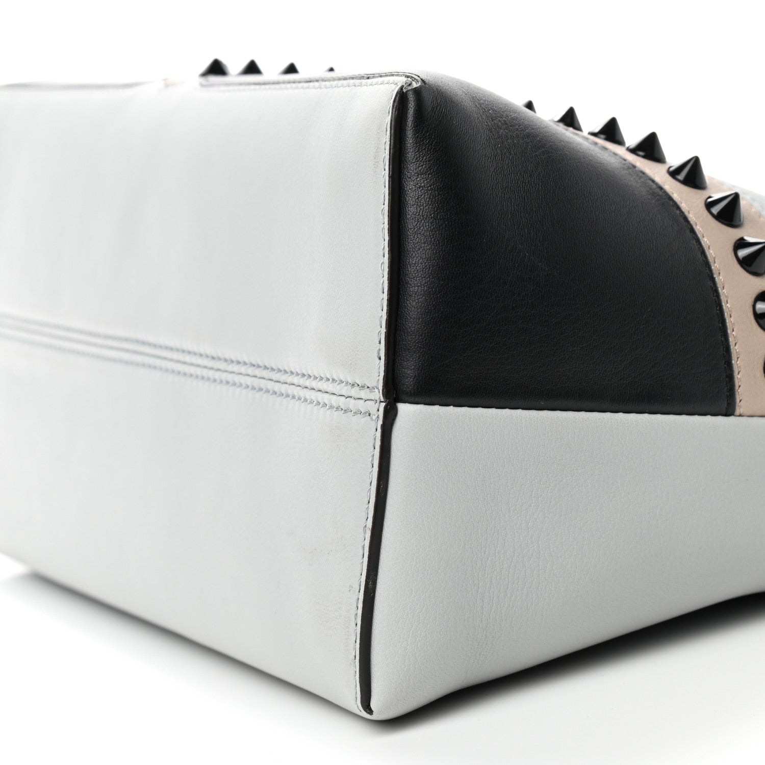 Fendi Vitello Dolce Monster Eyes Inlay Studded Medium By The Way Boston Bag Grigio Perla Nuvola Multicolor 10 of 10