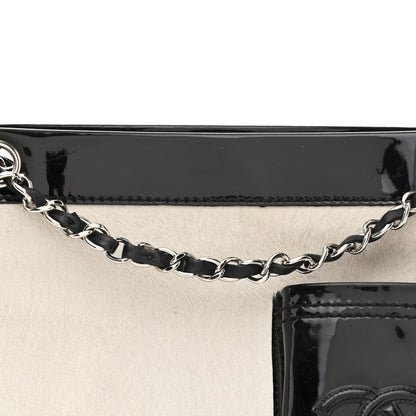 Chanel Patent Pony Hair Small Pocket Tote Black White 8 of 10