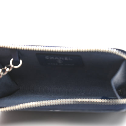 Chanel Lambskin Camellia Embossed Key Holder Case Navy 5 of 8