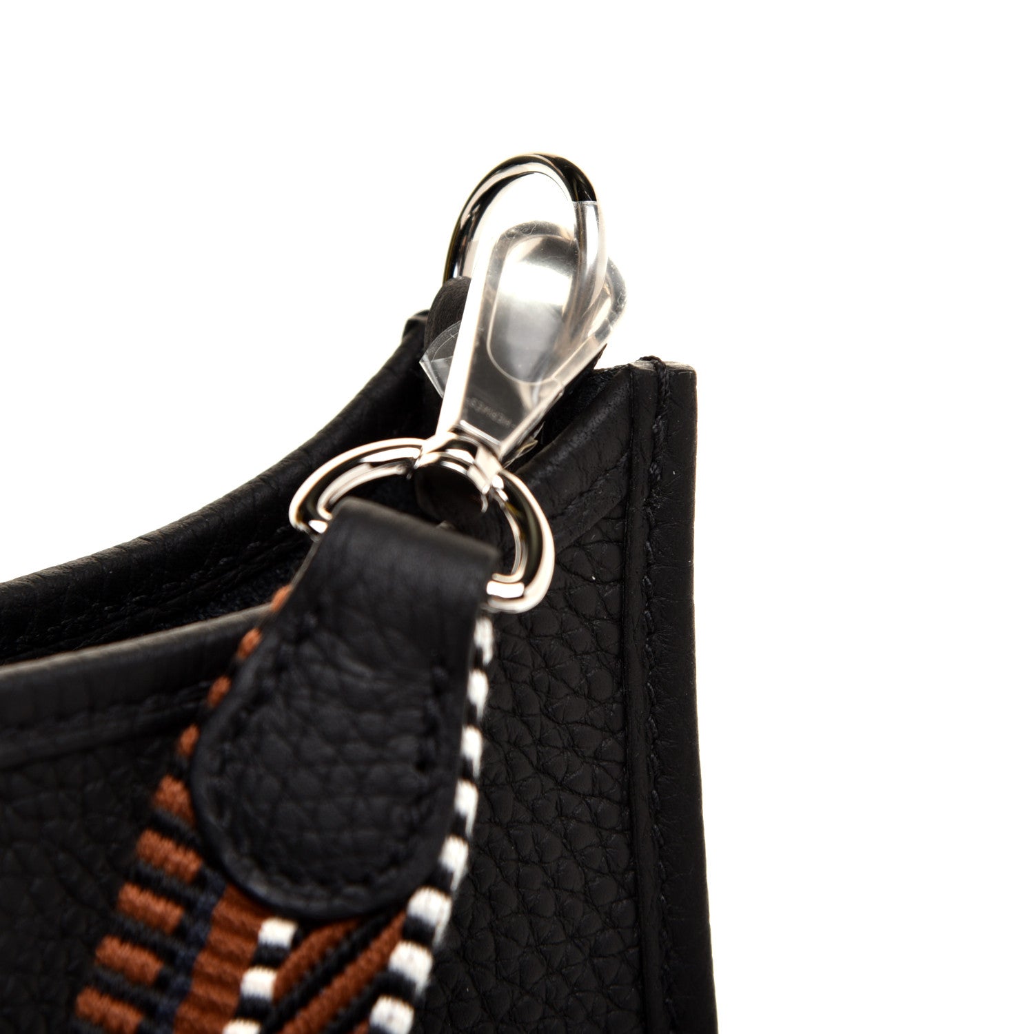 Hermes Taurillon Clemence Amazone Sangle Cavale Evelyne TPM Black Noisette 9 of 10