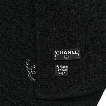 Chanel Cashmere Crystal Logo Scarf Black 4 of 4