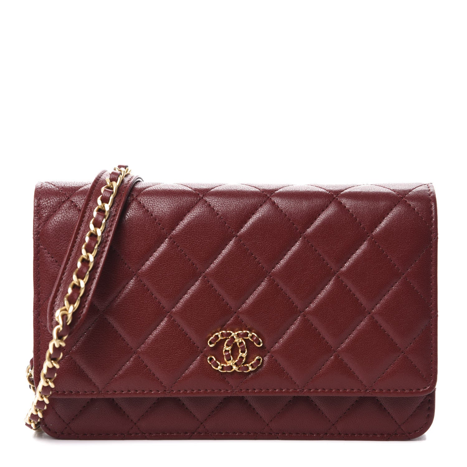 Chanel Lambskin Quilted Infinity Wallet On Chain WOC Burgundy 1 of 12