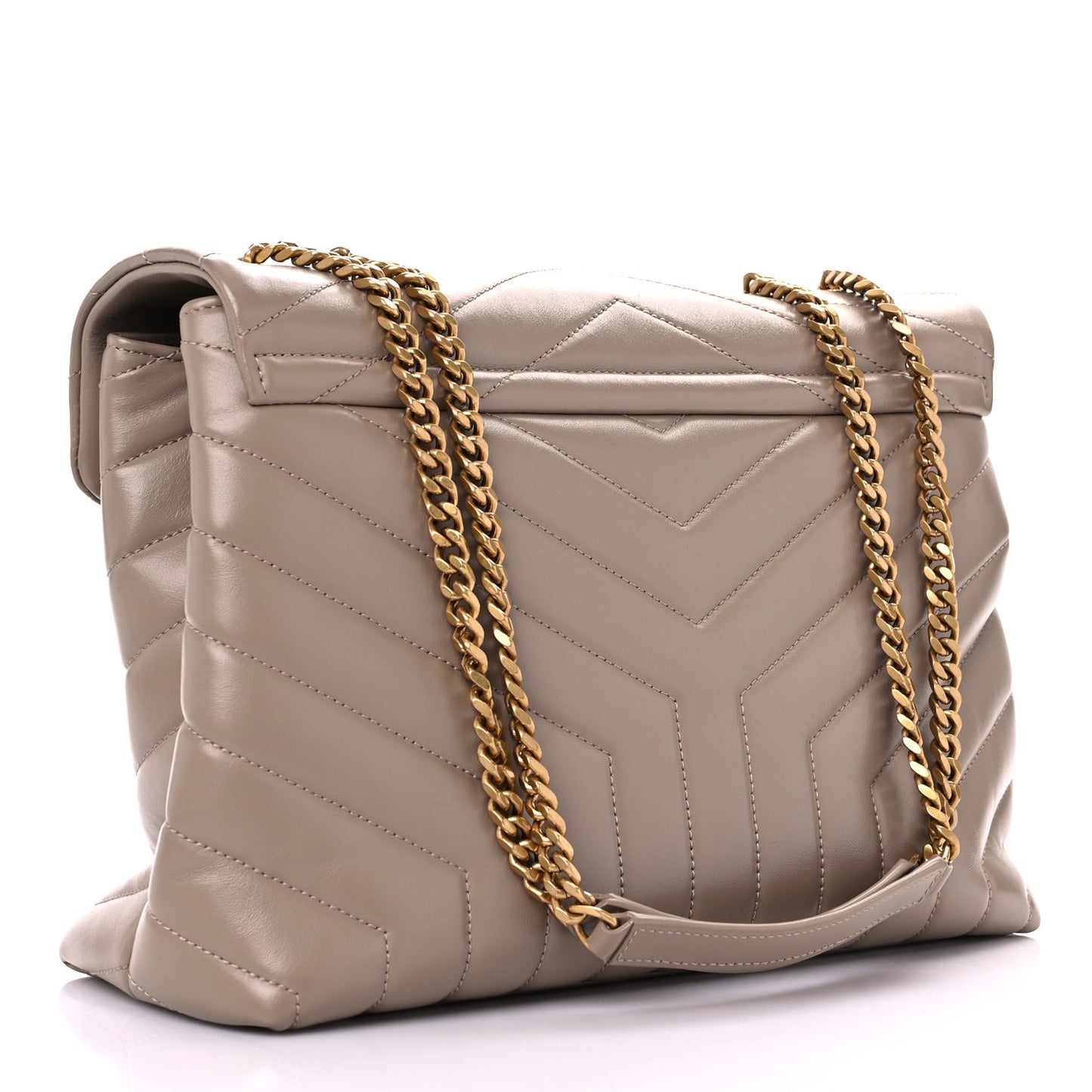 Calfskin Y Quilted Monogram Medium Loulou Chain Satchel Dark Beige