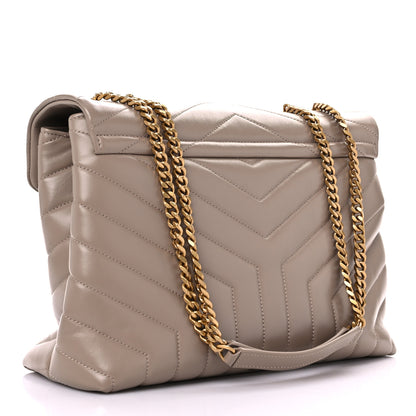 Saint Laurent Calfskin Y Quilted Monogram Medium Loulou Chain Satchel Dark Beige 3 of 12