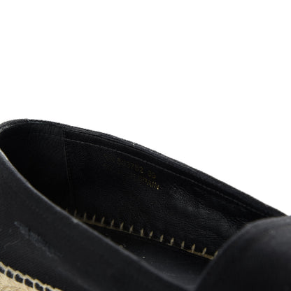 Saint Laurent Canvas Nappa Elba Logo Embroidered Espadrilles 39 Black 9 of 10