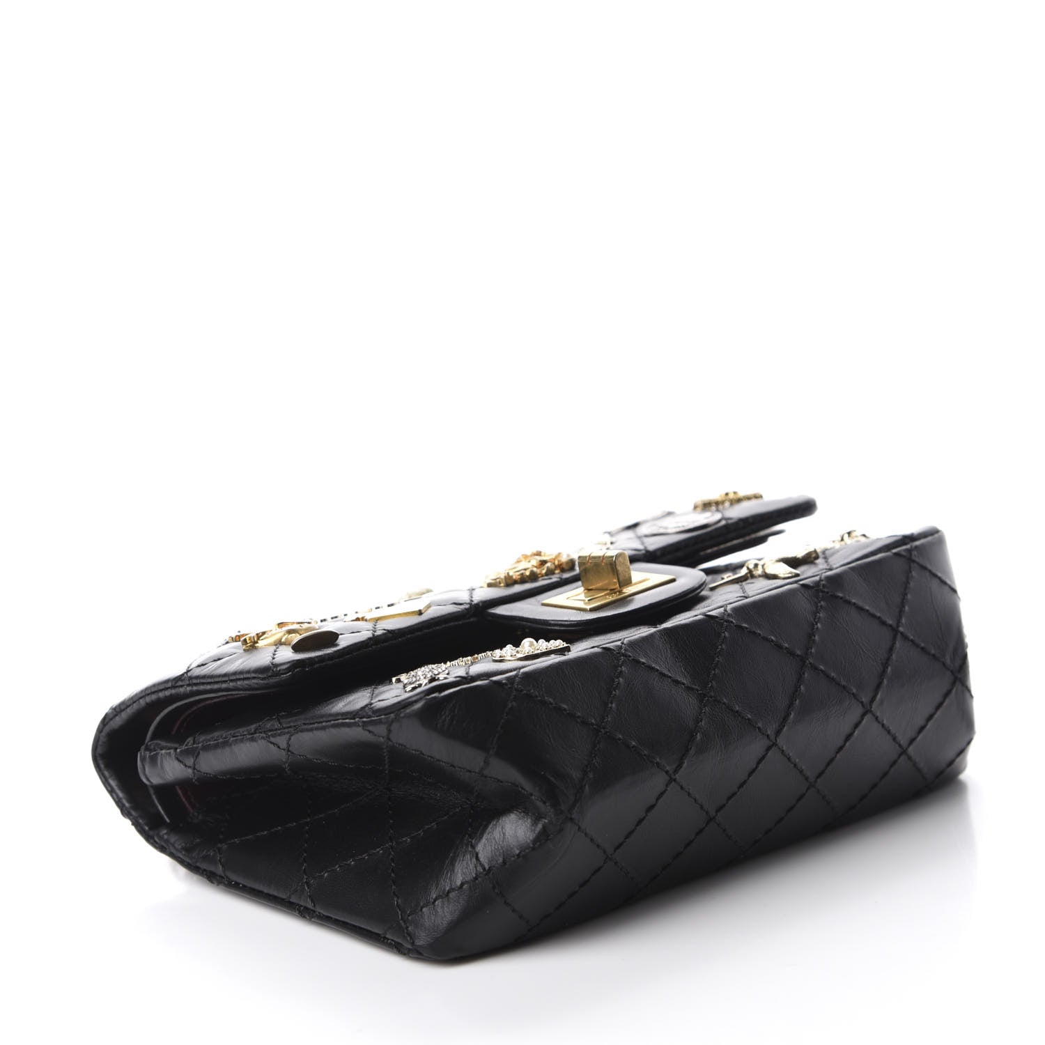 Chanel Aged Calfskin Lucky Charms 2.55 Reissue 224 Flap Black 4 of 17