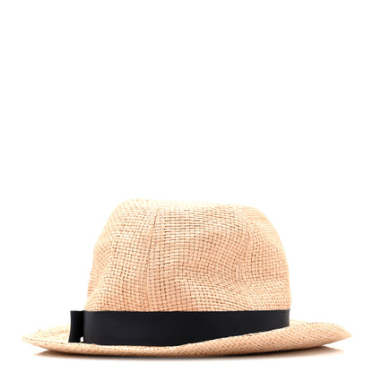 Gucci Straw Grosgrain Wide Brim Hat L Black 1 of 11