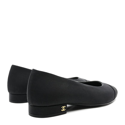 Chanel Grosgrain Cap Toe Uniform Ballerina Flats 37.5 Black 4 of 9