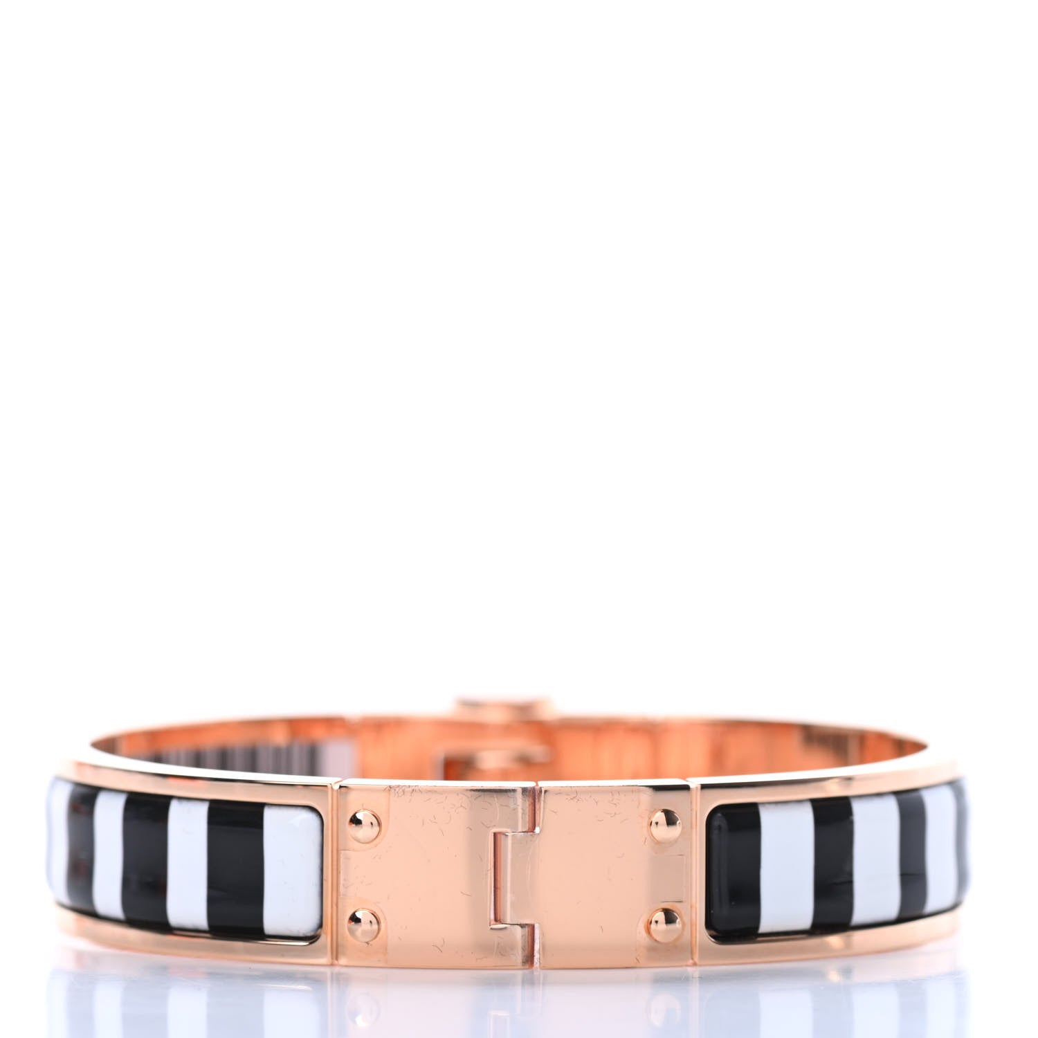 Hermes Enamel Printed Charniere Couvertures Nouvelles Narrow Hinged Bracelet S Positif Negatif 3 of 6