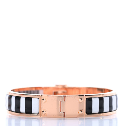 Hermes Enamel Printed Charniere Couvertures Nouvelles Narrow Hinged Bracelet S Positif Negatif 3 of 6