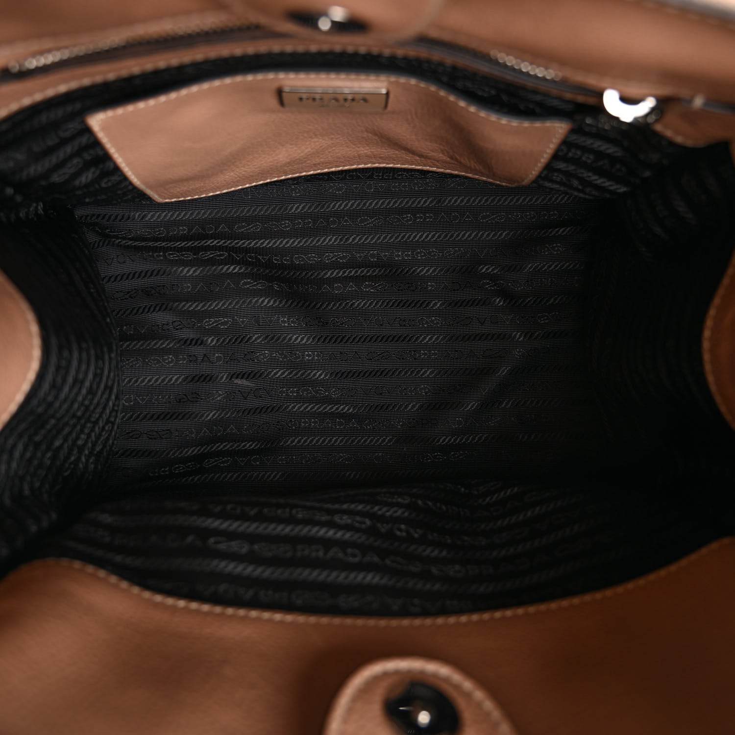 Prada Glace Calfskin Small Twin Pocket Tote Cammeo 5 of 11