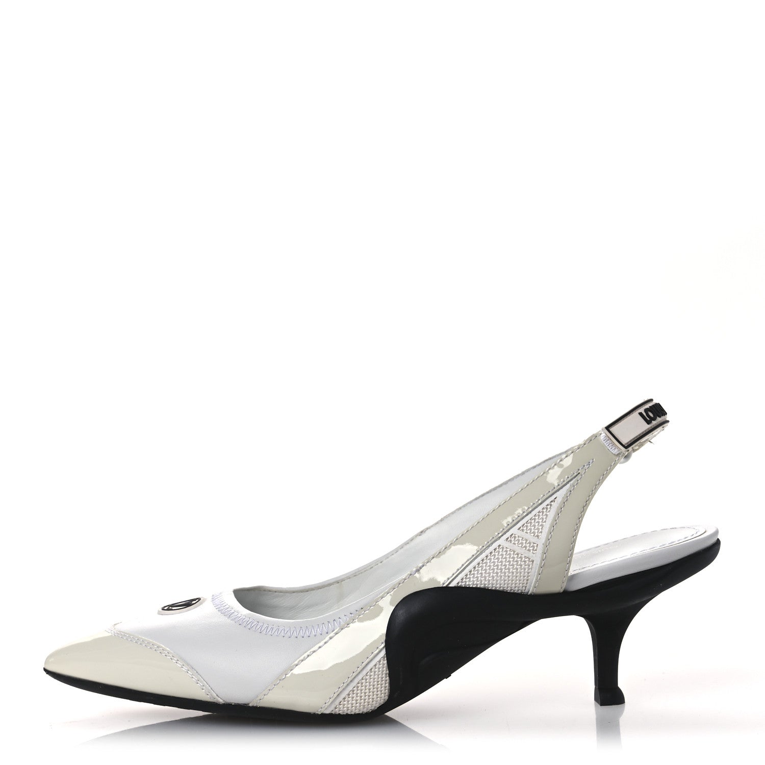 Louis Vuitton Lambskin Patent Calfskin Archlight Slingback Pumps 39 White Black 1 of 13