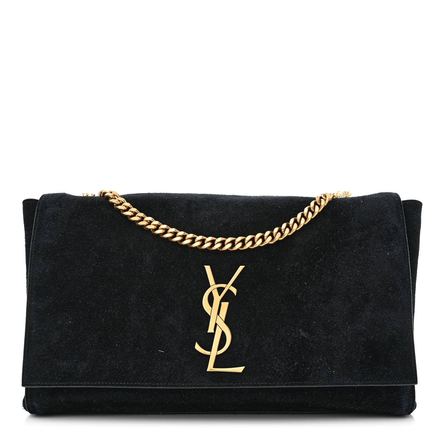 Saint Laurent Smooth Calfskin Suede Medium Reversible Monogram Kate Satchel Black 1 of 18