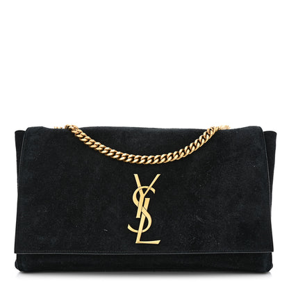 Saint Laurent Smooth Calfskin Suede Medium Reversible Monogram Kate Satchel Black 1 of 18