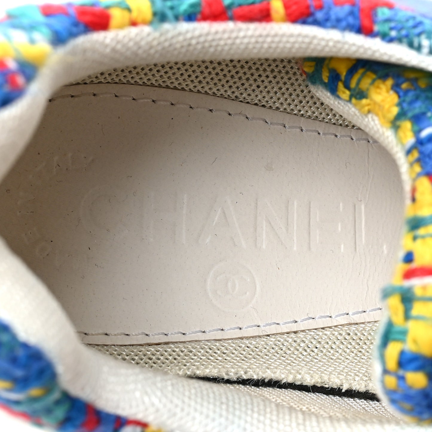 Tweed PVC Calfskin Sneakers 36 Red Yellow Blue