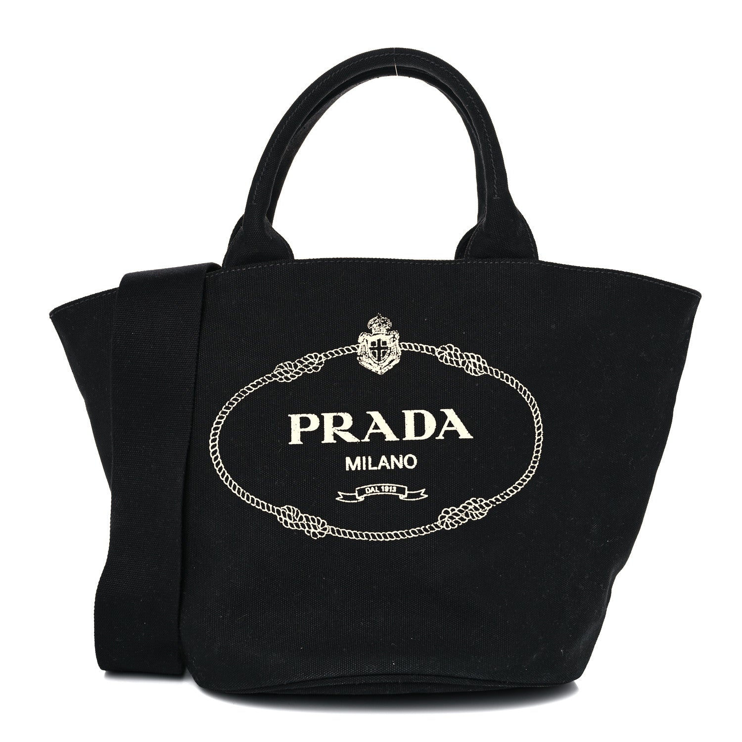 Prada Canapa Small Shopping Tote Black 3 of 16