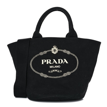 Prada Canapa Small Shopping Tote Black 3 of 16