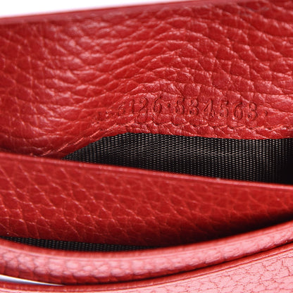 Gucci Pebbled Calfskin GG Marmont Card Case Hibiscus Red 7 of 8