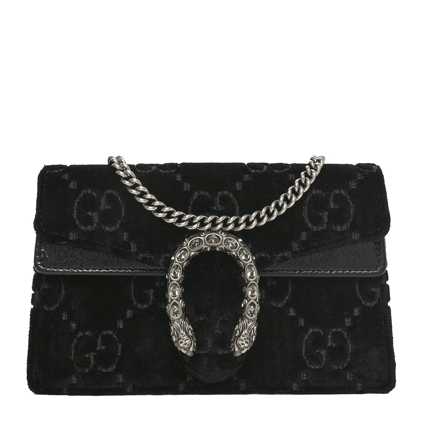 Velvet GG Monogram Super Mini Dionysus Shoulder Bag Black