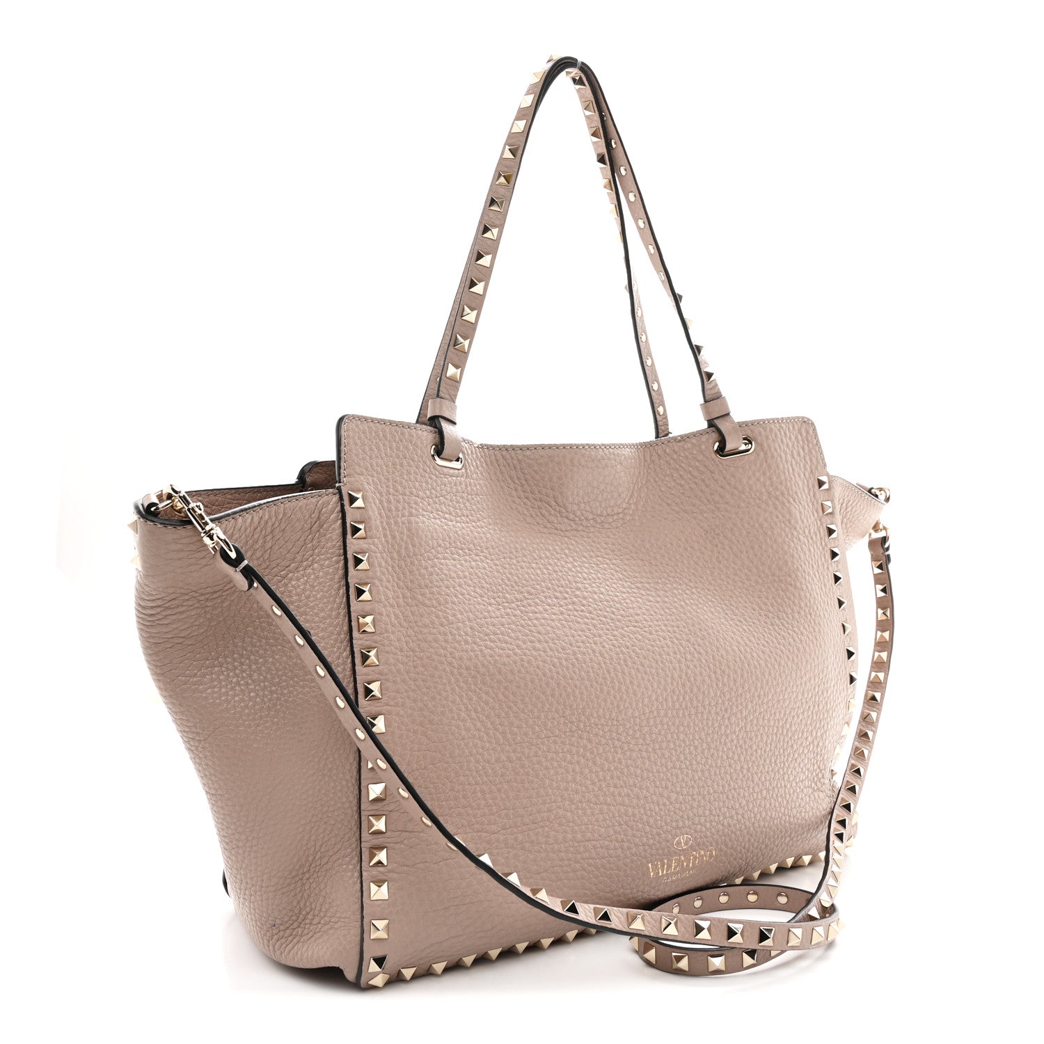 Valentino Garavani Pebbled Calfskin Medium Rockstud Tote Poudre 3 of 10