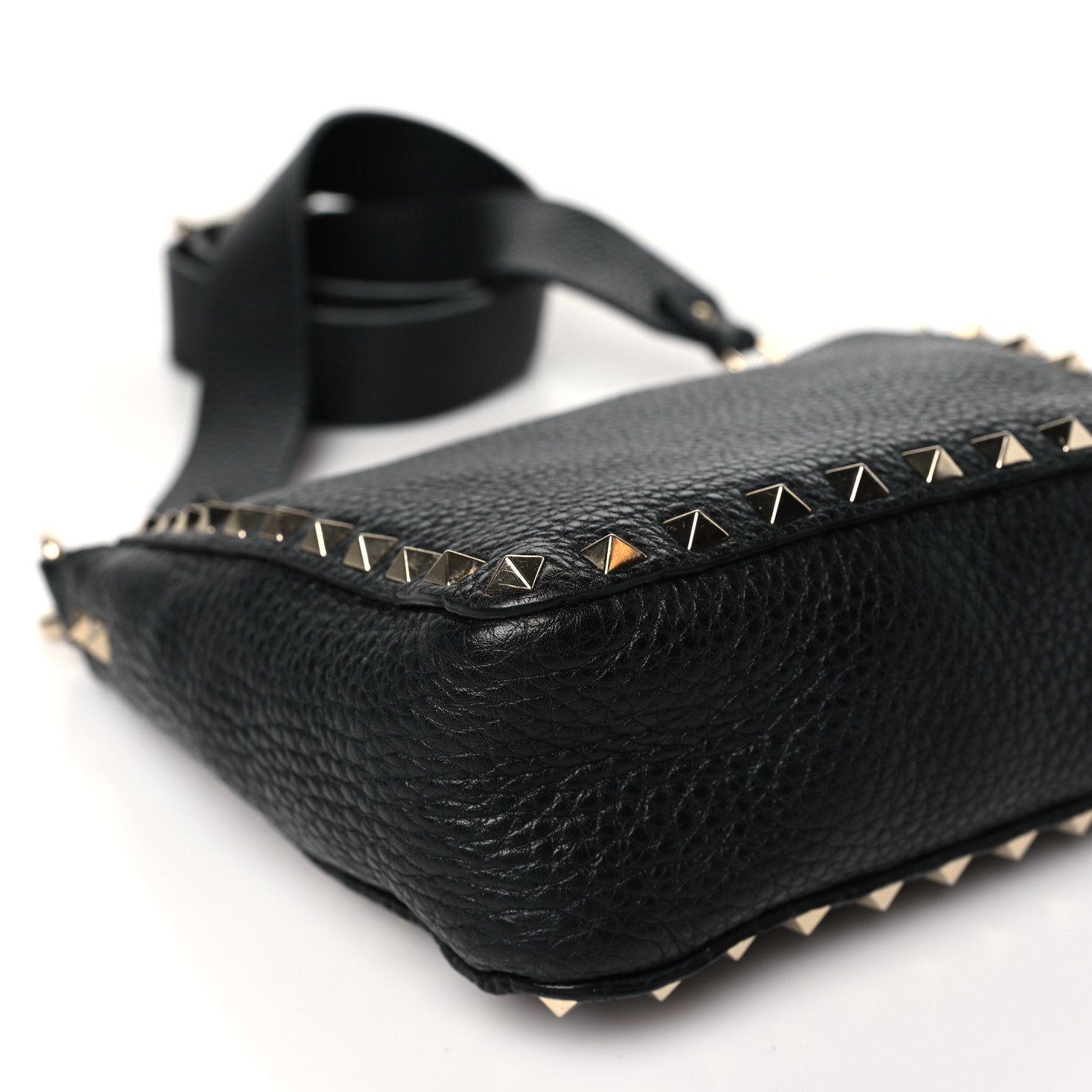 Valentino Garavani Pebbled Calfskin Mini Rockstud Flip-Lock Messenger Bag Black 8 of 9