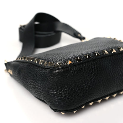 Valentino Garavani Pebbled Calfskin Mini Rockstud Flip-Lock Messenger Bag Black 8 of 9