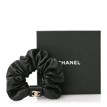 Chanel Lambskin Quilted CC Hair Scrunchie Black 5 of 5